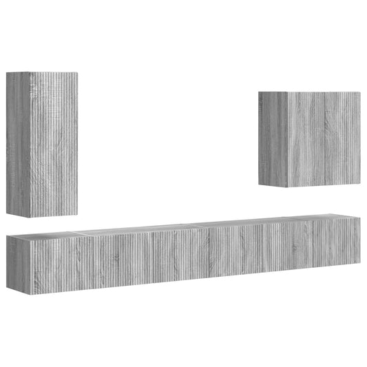 TV Wall Cabinet Set 6 pcs Grey Sonoma