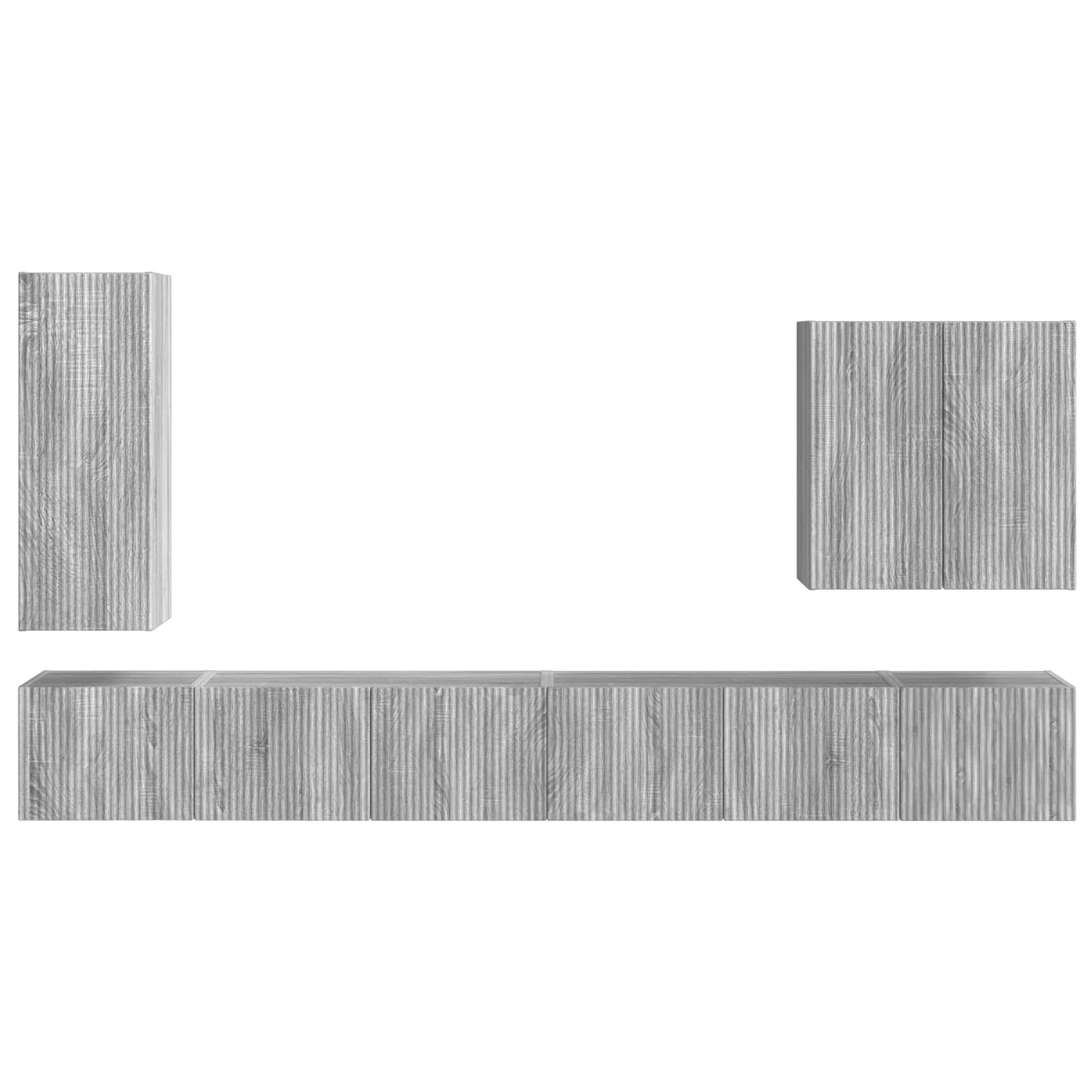 TV Wall Cabinet Set Wall-mounted 6 pcs Grey Sonoma