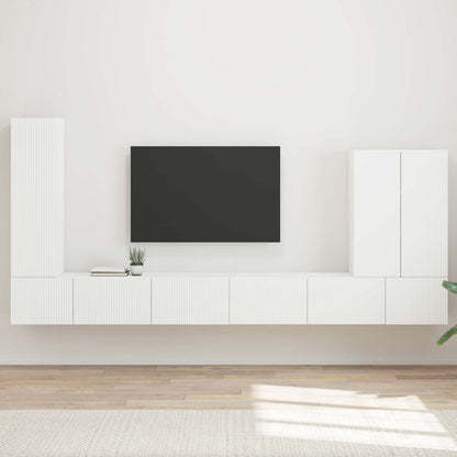 TV Wall Cabinet Set 6 pcs White