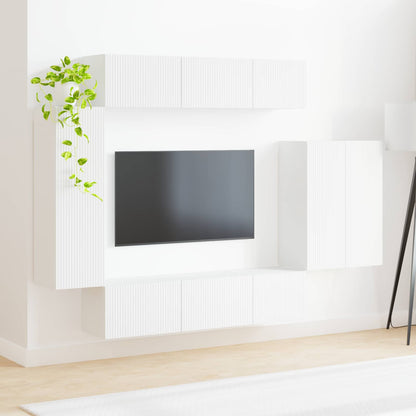 TV Wall Cabinet Set 6 pcs White