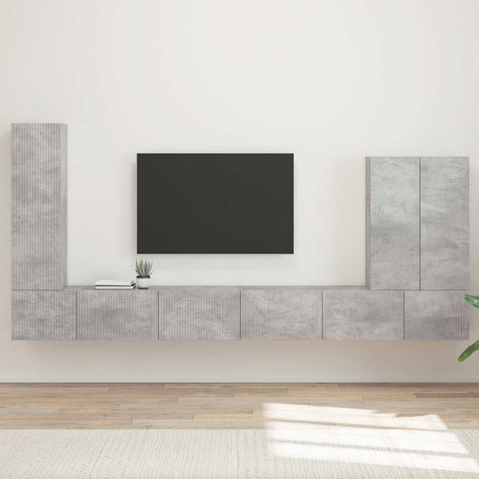 TV Wall Cabinet Set 6 pcs Concrete Grey