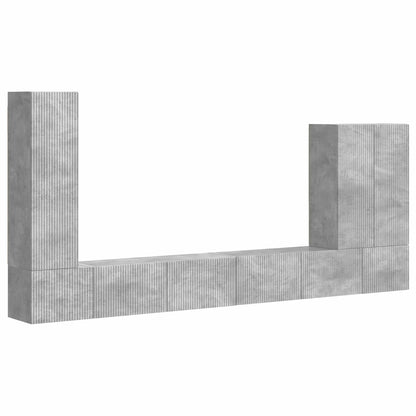 TV Wall Cabinet Set Wall-mounted 6 pcs Concrete Grey