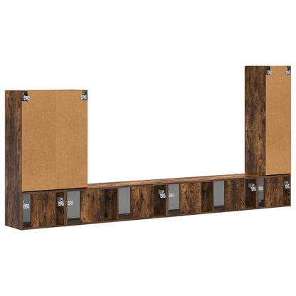 TV Wall Cabinet Set Wall-mounted 6 pcs Smoked Oak