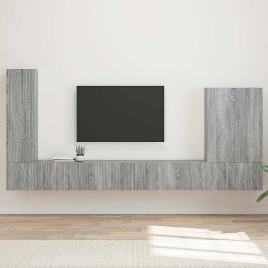 TV Wall Cabinet Set 6 pcs Grey Sonoma