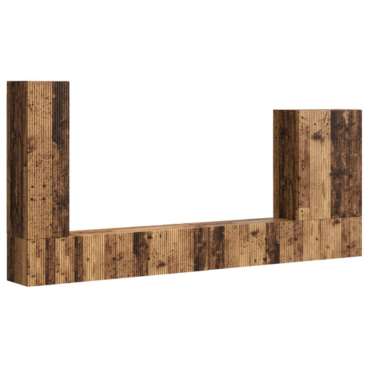TV Wall Cabinet Set 6 pcs Old Wood