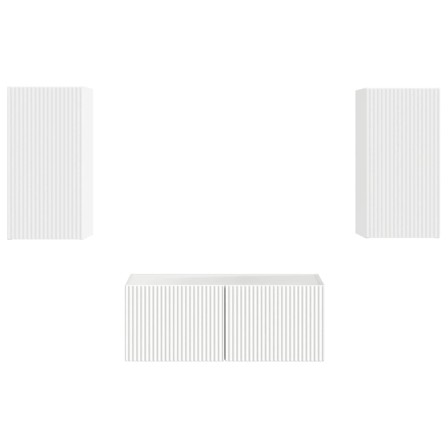 TV Cabinet Set Wall-mounted 2 pcs White Engineered Wood