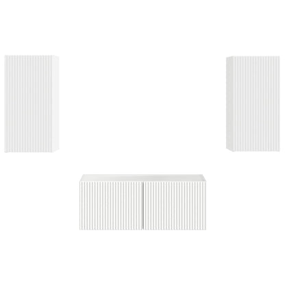 TV Cabinet Set Wall-mounted 2 pcs White Engineered Wood