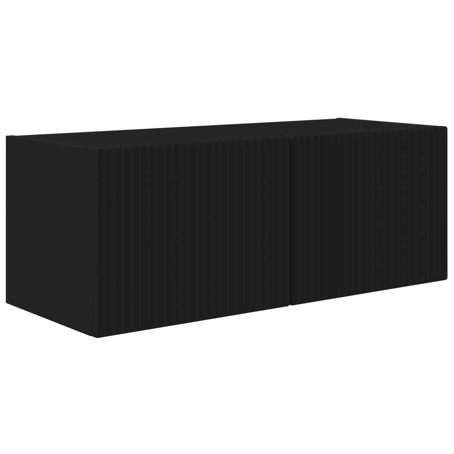 TV Cabinet Set Wall-mounted 2 pcs Black Engineered Wood