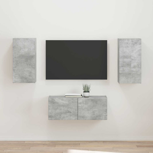 TV Cabinet Set 2 pcs Concrete Grey Engineered Wood