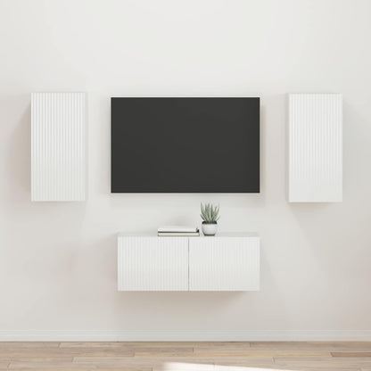 TV Cabinet Set 2 pcs High Gloss White Engineered Wood