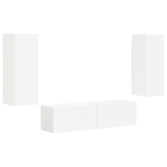 TV Cabinet Set 2 pcs White Engineered Wood