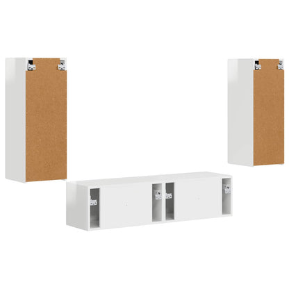 TV Cabinet Set 2 pcs High Gloss White Engineered Wood