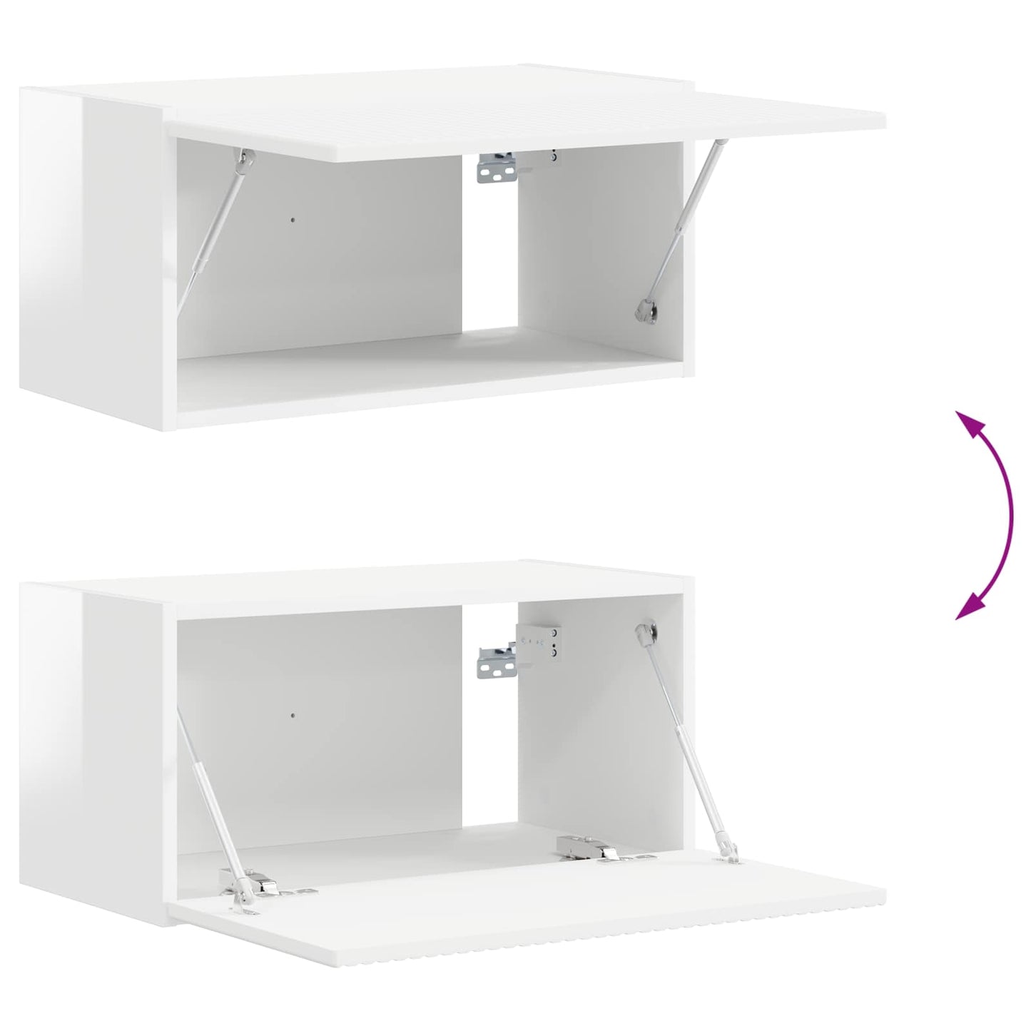 TV Cabinet Set 2 pcs High Gloss White Engineered Wood