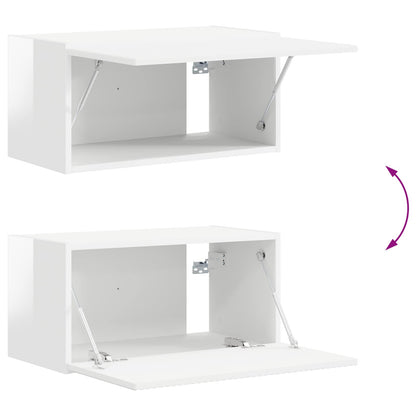 TV Cabinet Set 2 pcs High Gloss White Engineered Wood