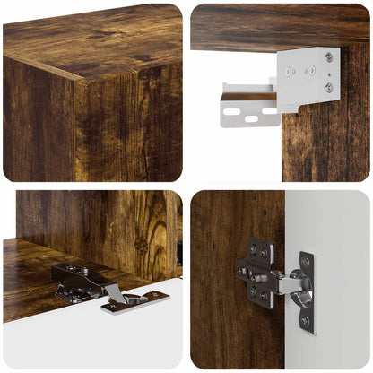TV Cabinet Set Wall-mounted 3 pcs Smoked Oak Engineered Wood