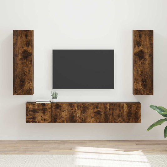 TV Cabinet Set 3 pcs Smoked Oak Engineered Wood