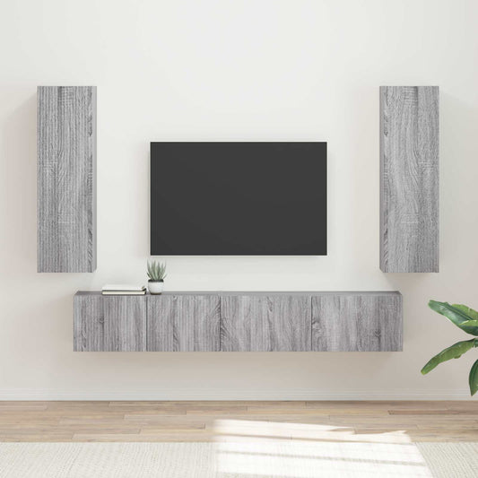 TV Cabinet Set 3 pcs Grey Sonoma Engineered Wood