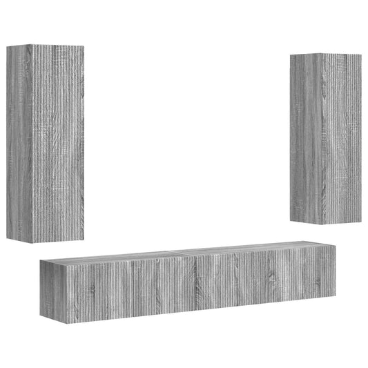 TV Cabinet Set 3 pcs Grey Sonoma Engineered Wood