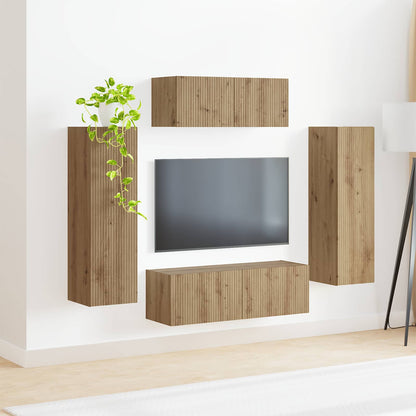 TV Cabinet Set 3 pcs Artisan Oak Engineered Wood