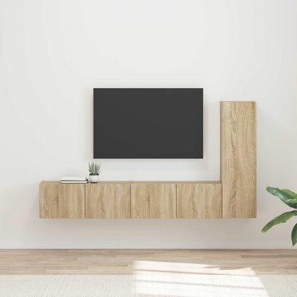 TV Cabinet Set Wall-mounted 3 pcs Sonoma Oak Engineered Wood