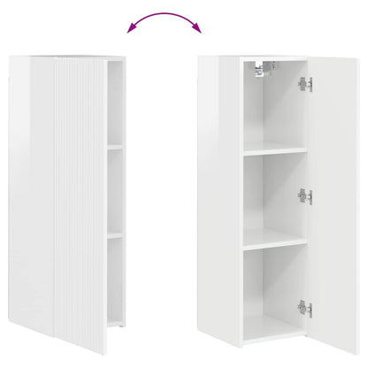 TV Cabinet Set 3 pcs High Gloss White Engineered Wood