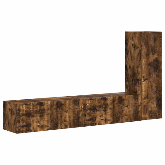 TV Cabinet Set 3 pcs Smoked Oak Engineered Wood