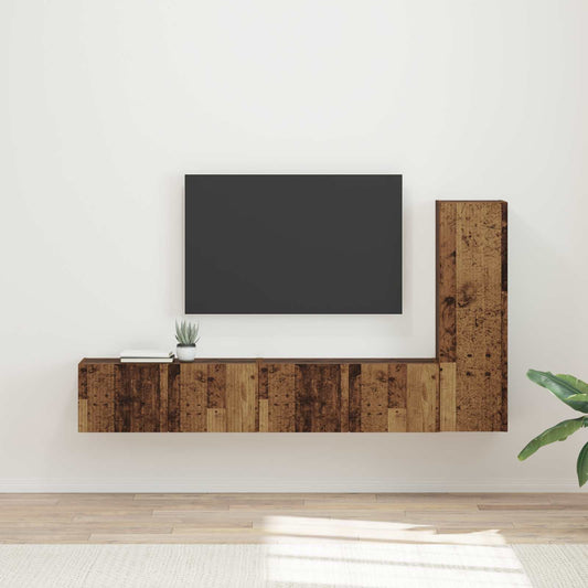 TV Cabinet Set 3 pcs Old Wood Engineered Wood