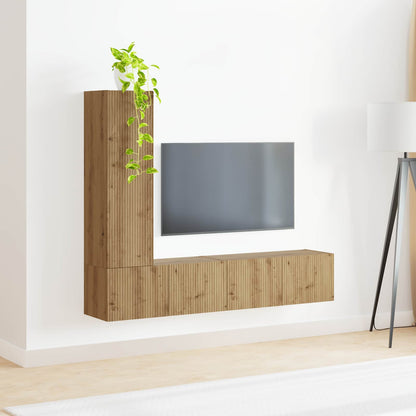 TV Cabinet Set 3 pcs Artisan Oak Engineered Wood