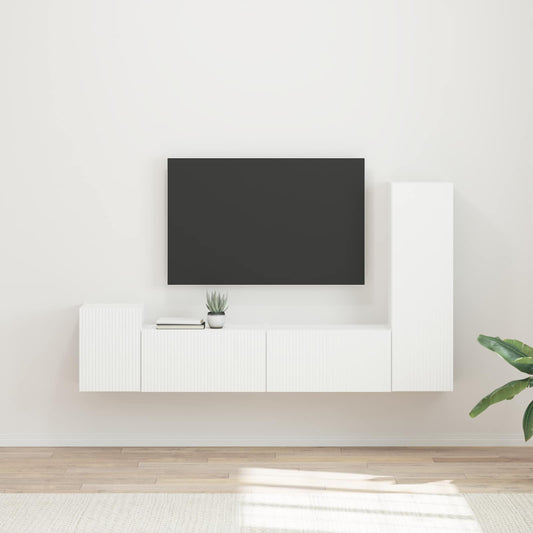 TV Cabinet Set 4 pcs White Engineered Wood