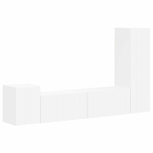 TV Cabinet Set 4 pcs White Engineered Wood