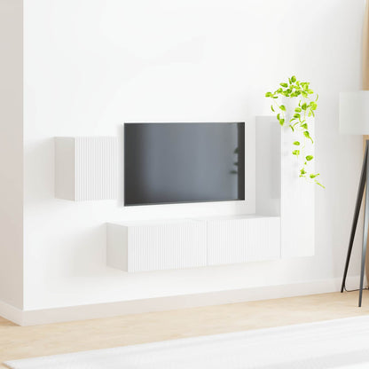TV Cabinet Set 4 pcs High Gloss White Engineered Wood