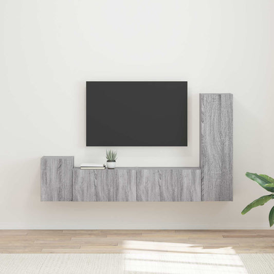 TV Cabinet Set 4 pcs Grey Sonoma Engineered Wood