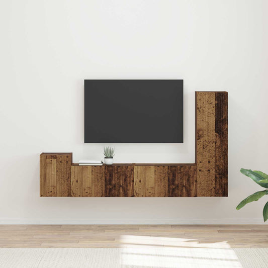 TV Cabinet Set 4 pcs Old Wood Engineered Wood