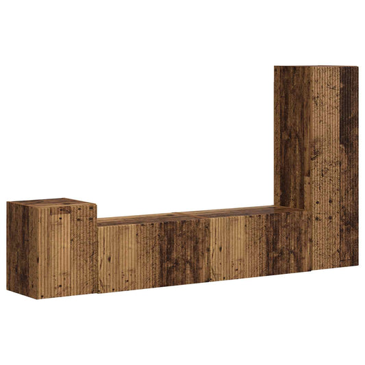 TV Cabinet Set 4 pcs Old Wood Engineered Wood