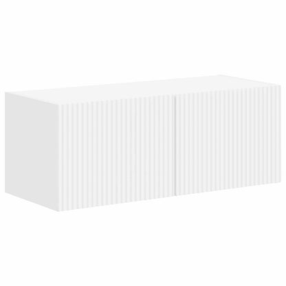 TV Cabinet Set Wall-mounted 4 pcs White Engineered Wood