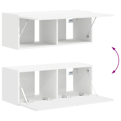 TV Cabinet Set Wall-mounted 4 pcs White Engineered Wood