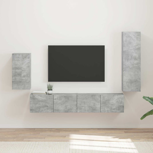 TV Cabinet Set 4 pcs Concrete Grey Engineered Wood