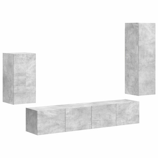 TV Cabinet Set 4 pcs Concrete Grey Engineered Wood