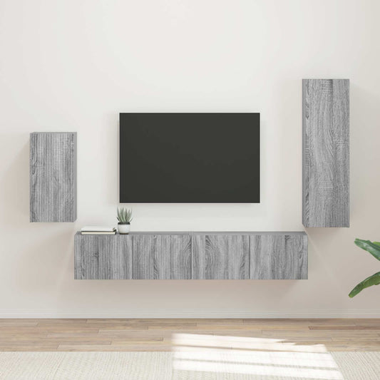 TV Cabinet Set 4 pcs Grey Sonoma Engineered Wood
