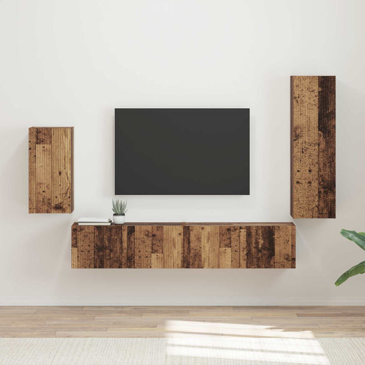 TV Cabinet Set 4 pcs Old Wood Engineered Wood