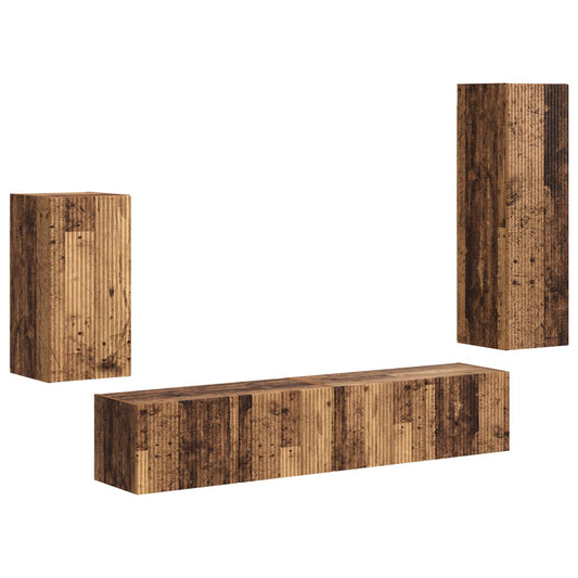 TV Cabinet Set 4 pcs Old Wood Engineered Wood