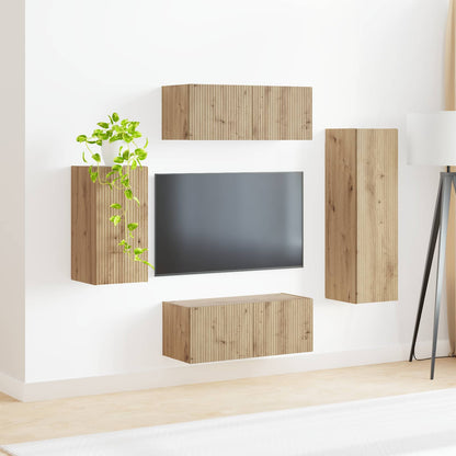 TV Cabinet Set 4 pcs Artisan Oak Engineered Wood
