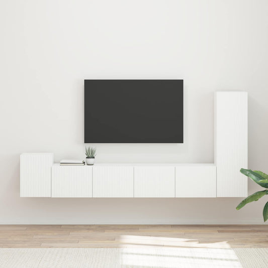 TV Cabinet Set 3 pcs White Engineered Wood
