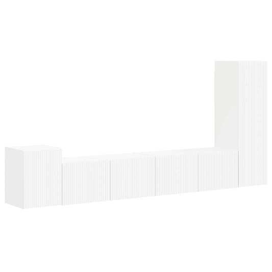 TV Cabinet Set 3 pcs White Engineered Wood