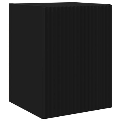 TV Cabinet Set Wall-mounted 4 pcs Black Engineered Wood
