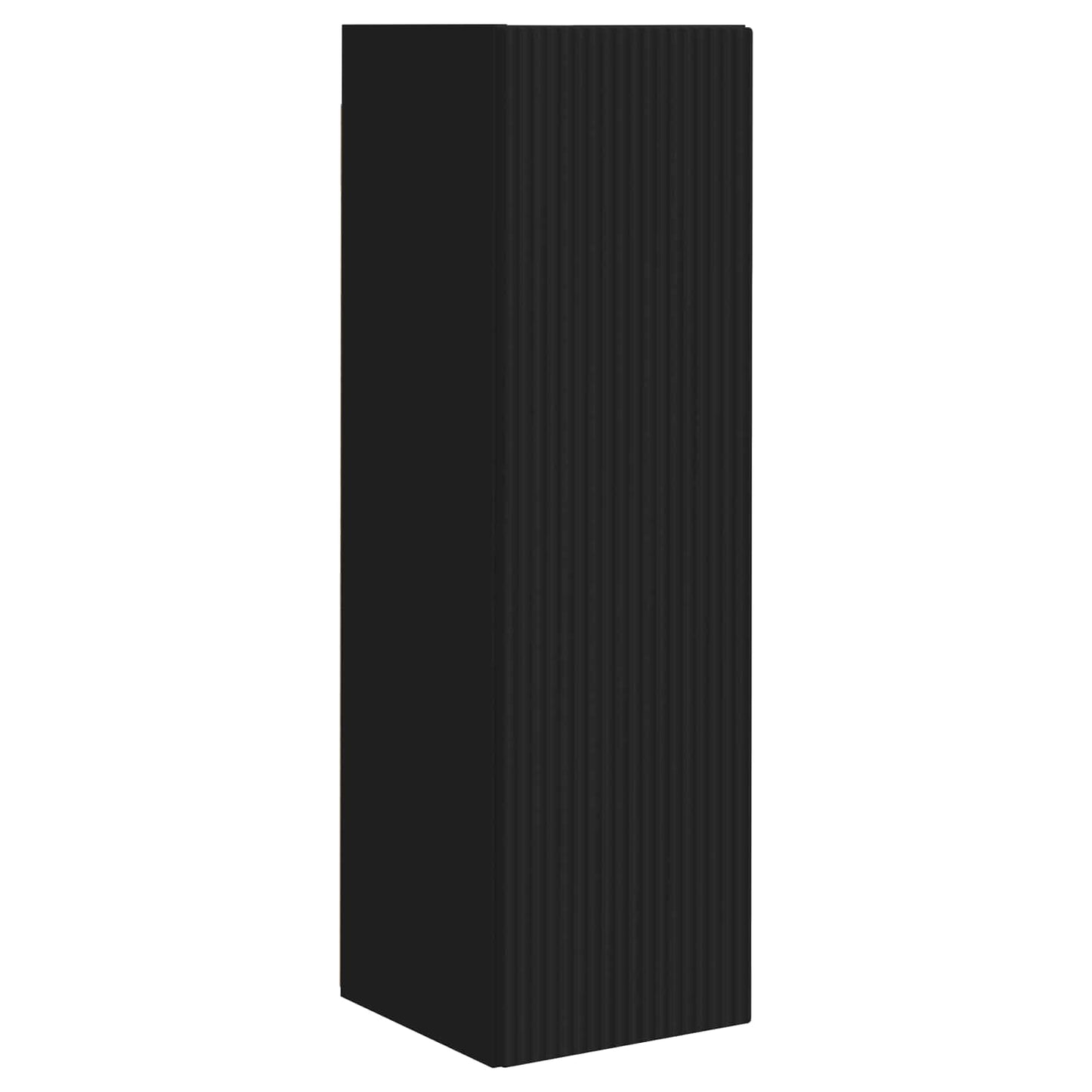 TV Cabinet Set Wall-mounted 4 pcs Black Engineered Wood