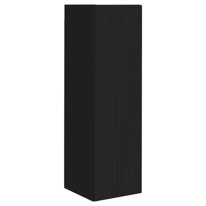 TV Cabinet Set Wall-mounted 4 pcs Black Engineered Wood