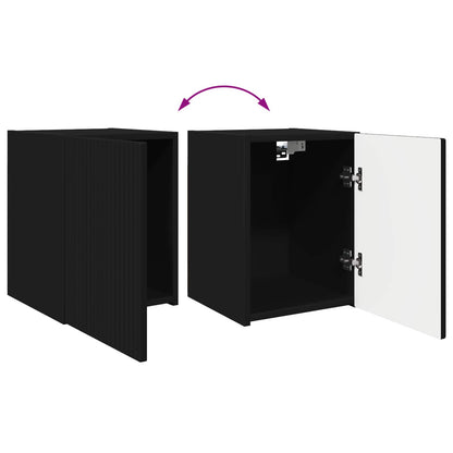 TV Cabinet Set Wall-mounted 4 pcs Black Engineered Wood
