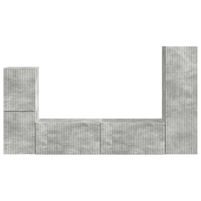 TV Cabinet Set Wall-mounted 4 pcs Concrete Grey Engineered Wood