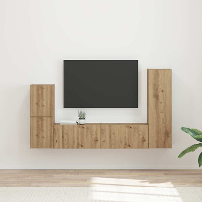 TV Cabinet Set 4 pcs Artisan Oak Engineered Wood